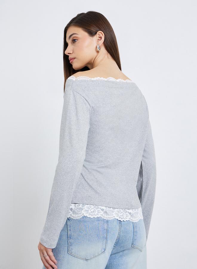 ستايلي بلوزة بأكمام طويلة وتفاصيل دانتيل - Image 4